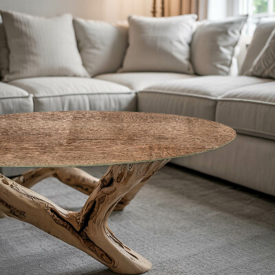 Okrugla staklena ploča stola Šarm prirodnog drva