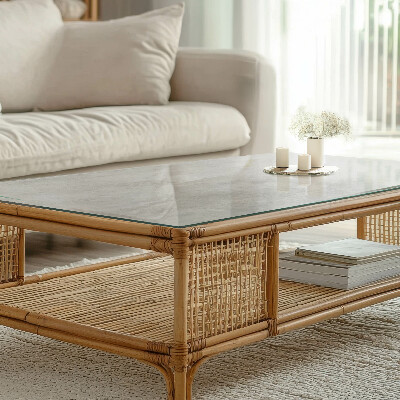 Pravokutna staklena ploča stola Ogrebotine na betonskoj površini