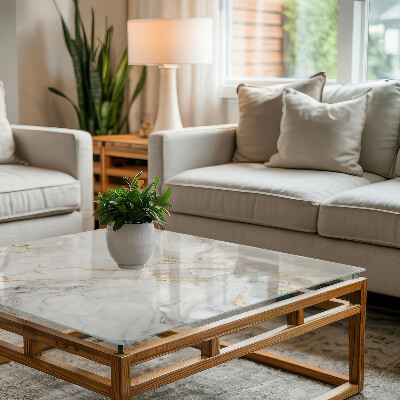 Pravokutna staklena ploča stola Suptilne mramorne žile