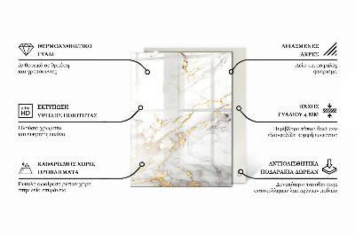 Pravokutna staklena ploča stola Mramor s nježnim žilicama