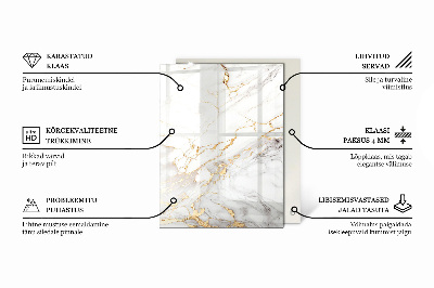 Pravokutna staklena ploča Elegantni mramorni uzorak