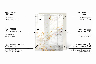 Pravokutna staklena ploča stola Uzorak koji imitira mramor