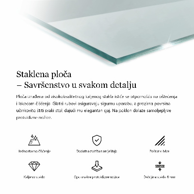 Pravokutna staklena ploča prozirna