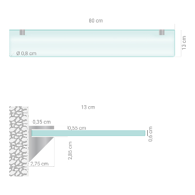 Staklena zidna polica Poluprozirna