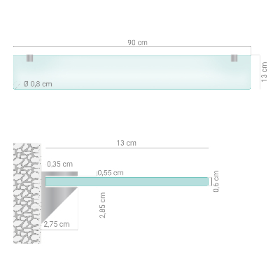 Staklena zidna polica Poluprozirna