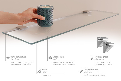 Staklena zidna polica Poluprozirna