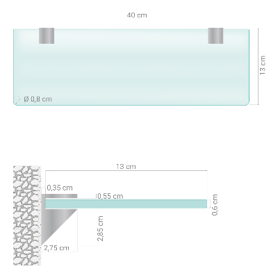Staklena zidna polica Poluprozirna