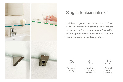 Staklena zidna polica Poluprozirna