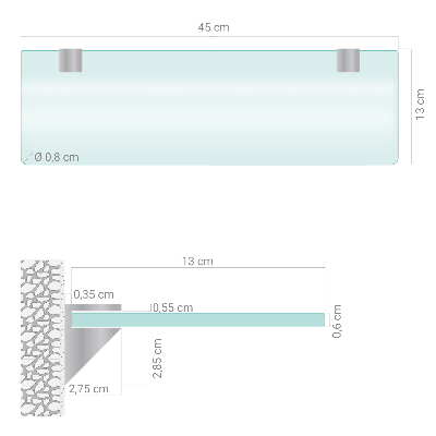Staklena zidna polica Poluprozirna