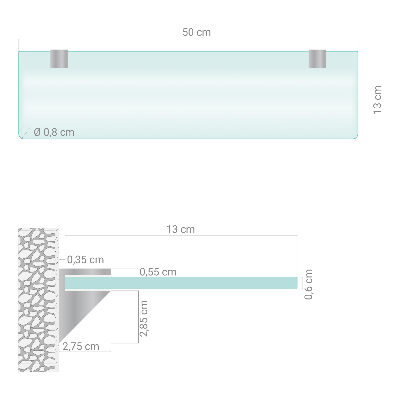 Staklena zidna polica Poluprozirna