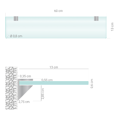 Staklena zidna polica Poluprozirna