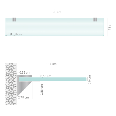 Staklena zidna polica Poluprozirna