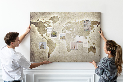 Ploča od plute karta svijeta