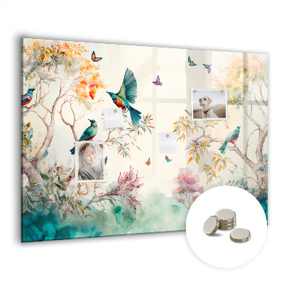 Magnetna ploča za zid Cvijeće Ptice Priroda