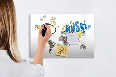 Magnetna ploča za pisanje tekstualna karta svijeta