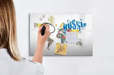 Magnetna suhobrisiva ploča tekstualna karta svijeta