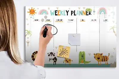 Magnetna suhobrisiva ploča tjedni planer sa motivima životinja
