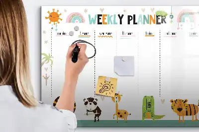 Magnetna suhobrisiva ploča tjedni planer sa motivima životinja