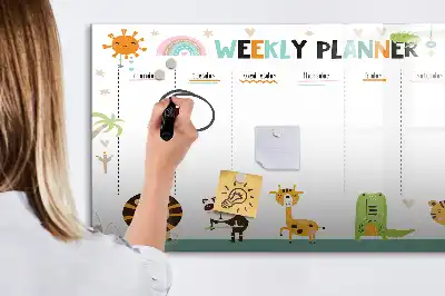 Magnetna suhobrisiva ploča tjedni planer sa motivima životinja