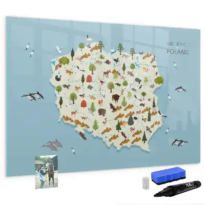 Magnetna suhobrisiva ploča karta životinja Poljske