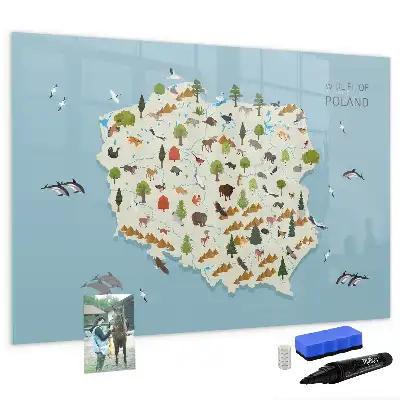 Magnetna suhobrisiva ploča karta životinja Poljske