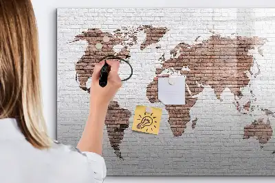 Magnetna suhobrisiva ploča karta svijeta na motivu cigle