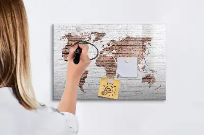 Magnetna suhobrisiva ploča karta svijeta na motivu cigle