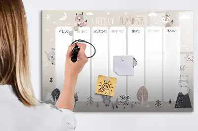 Magnetna ploča za pisanje tjedni planer sa životinjskim motivima