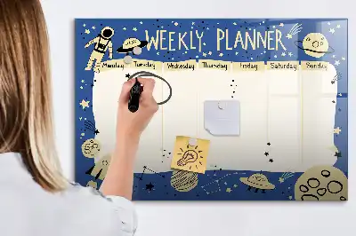 Magnetna ploča za pisanje tjedni planer s kozmičkim motivom