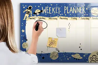 Magnetna ploča za pisanje tjedni planer s kozmičkim motivom