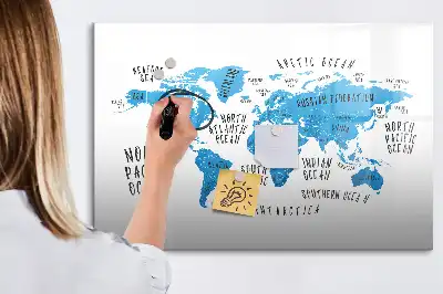 Magnetna ploča za pisanje plava karta Zemlje