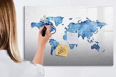 Magnetna ploča za pisanje motivi akvarelne karte svijeta
