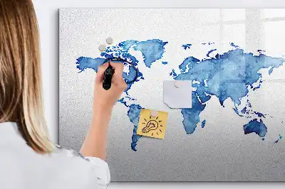 Magnetna ploča za pisanje motivi akvarelne karte svijeta
