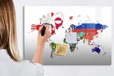 Magnetna suhobrisiva ploča karta nacionalnih zastava