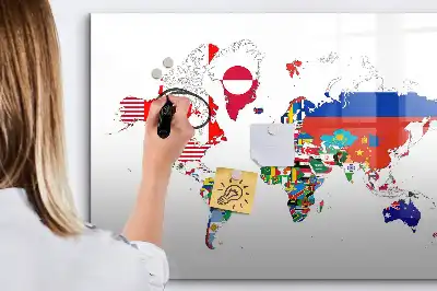 Magnetna suhobrisiva ploča karta nacionalnih zastava