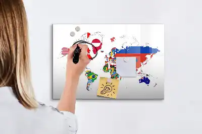 Magnetna suhobrisiva ploča karta nacionalnih zastava