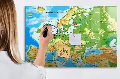 Geografska karta svijeta magnetna ploča za pisanje