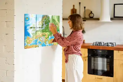 Geografska karta svijeta magnetna ploča za pisanje