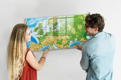 Geografska karta svijeta magnetna ploča za pisanje
