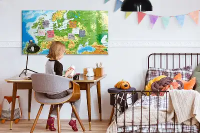 Geografska karta svijeta magnetna ploča za pisanje