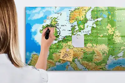 Geografska karta svijeta magnetna ploča za pisanje