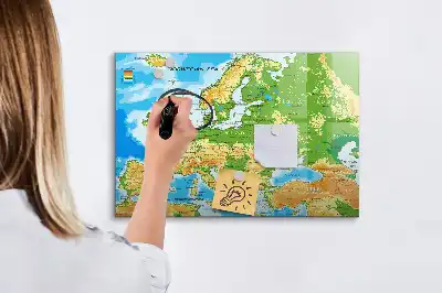 Geografska karta svijeta magnetna ploča za pisanje