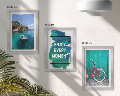Zidna galerija slika Pogled na more s inspirativnim natpisom broda i bicikla