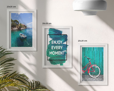 Zidna galerija slika Pogled na more s inspirativnim natpisom broda i bicikla