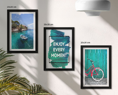 Zidna galerija slika Pogled na more s inspirativnim natpisom broda i bicikla