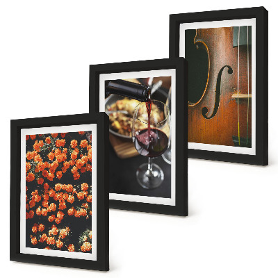 Zidna galerija slika Vintage romantično cvijeće, vino i violina