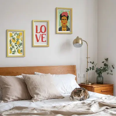 Set od 3 slike u okviru motiv limuna s natpisom ljubav i portret Fride Kahlo