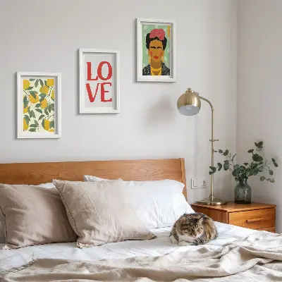 Set od 3 slike u okviru motiv limuna s natpisom ljubav i portret Fride Kahlo