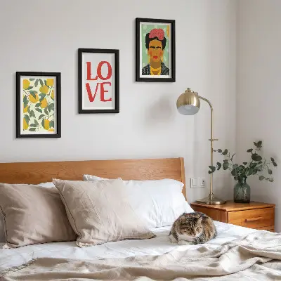 Set od 3 slike u okviru motiv limuna s natpisom ljubav i portret Fride Kahlo