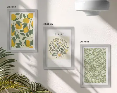 Zidna galerija slika s motivima limuna, bilja i lišća
